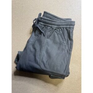 Athleta Farallon Cargo Crop Pants Charcoal Gray Organic Cotton Stretch Size 10